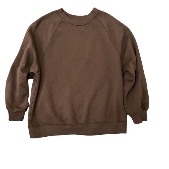 Old Navy Tops - Brown Oversized Sweatshirt Crew Neck Cotton Blend Brown Women's Size S NWOT
